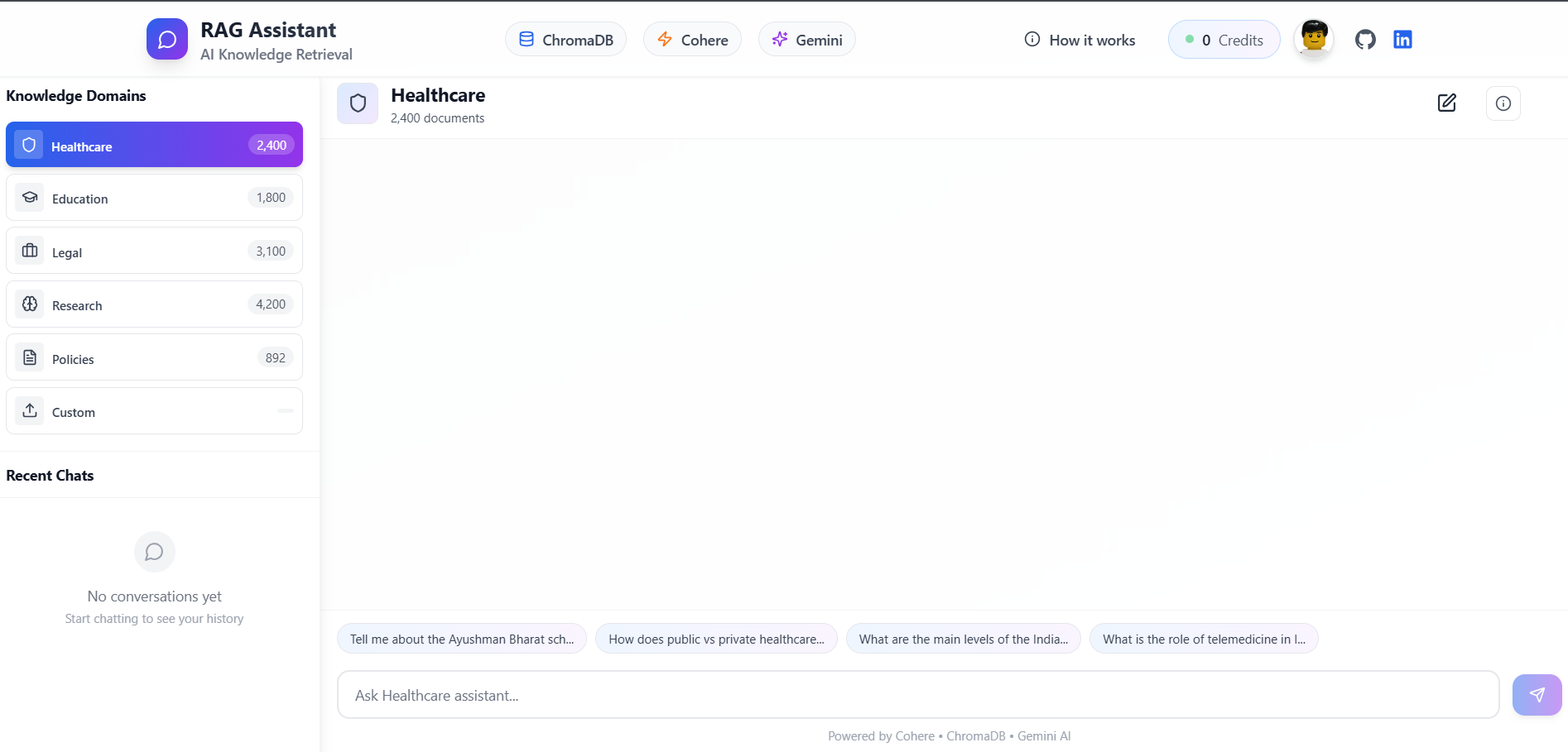 RAG Assistant – Multi Domain AI Chatbot